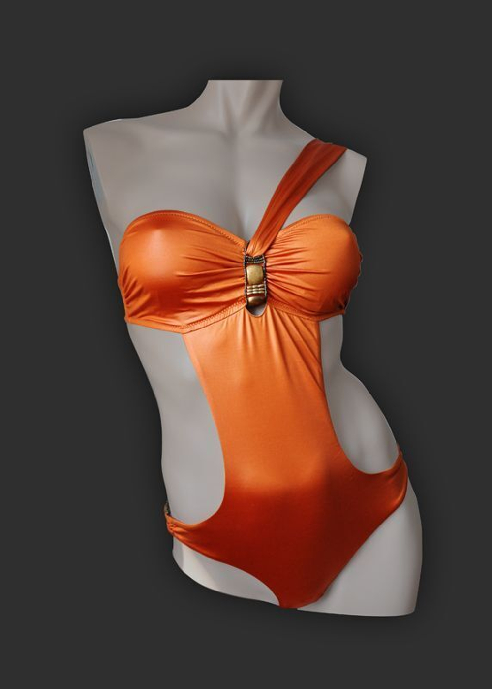 Оригинальный купальник-монокини с декором (Размер: 38) (Цвет: оранжевый)