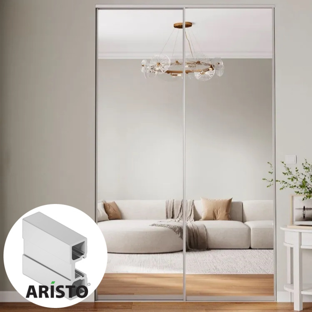 Дверь-купе ARISTO TWELVE, зеркало, профиль хром матовый