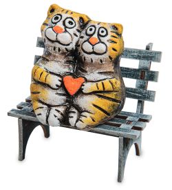 КоКо Шамель KK-707 Фигурка «Тигры парочка на скамейке» шамот