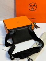 Черная мужская сумка мессенджер Hermes Videpoches