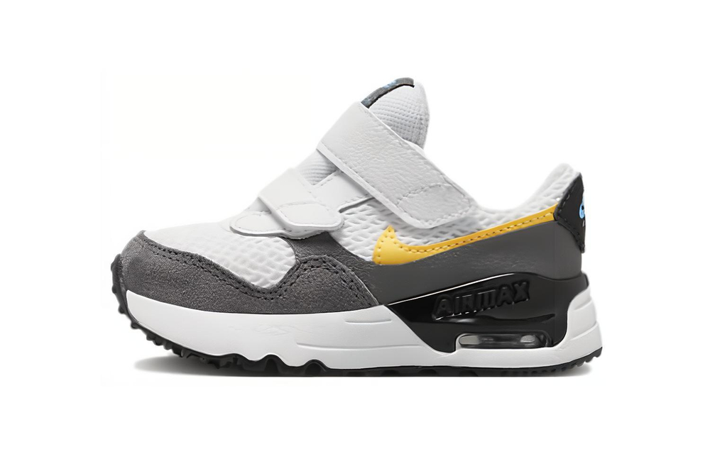 Baby Nike Air Max SYSTM shock absorption, non-slip, wear-resistant, breathable, low-cut sports casual shoes, white and gray recyclable materials