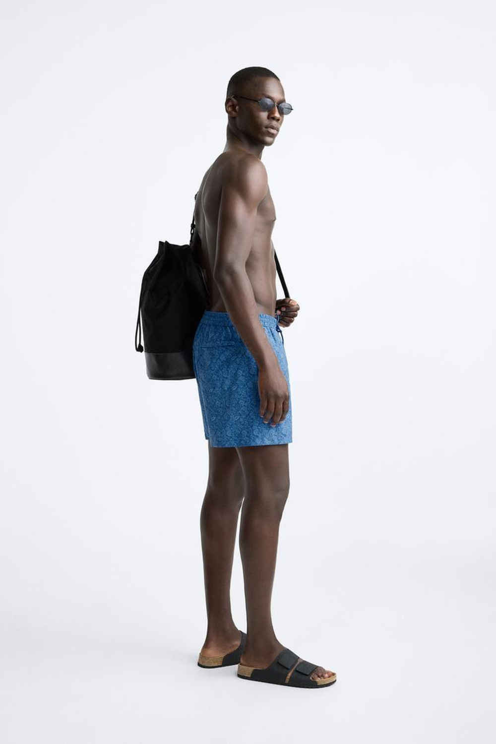 ZARA ПЛАВКИ С ЦВЕТОЧНЫМ ПРИНТОМ, ЯРКО-СИНИЙ