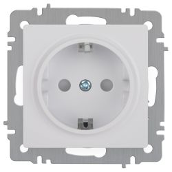 Розетка Intro Accent 6-206-01 2P+E Schuko со шторками, 16А-250В, IP20, СУ, AL/CU, белый | Intro