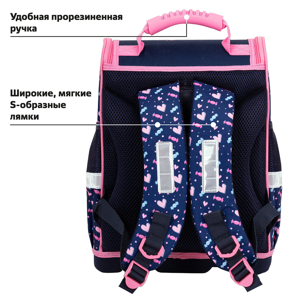 Ранец ЮНЛАНДИЯ WISE, 1 отделение, 3 кармана, устойчивое дно, "Donut worry", 37x29х15 см, 272073