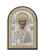 Николай Чудотворец, икона арочная, пластик коричневый 80х115
