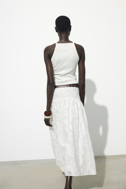 ZARA ТОП В РУБЧИК С ВЫШИВКОЙ, БЕЛЫЙ