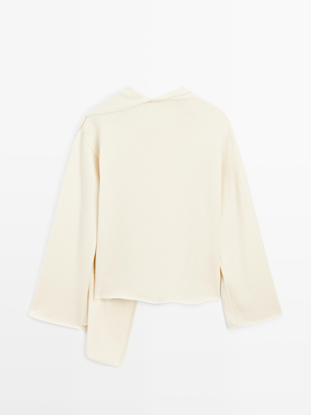 Massimo Dutti Свитер из 100% шерсти с шарфом, натуральный, кремовый