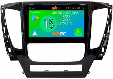Магнитола для Mitsubishi Pajero Sport 3 2016-2021 (АКПП, полная поддержка кругового обзора) - Airoc 2K AU-2615 на Android 13, TS20, 12/512Гб, SIM-слот