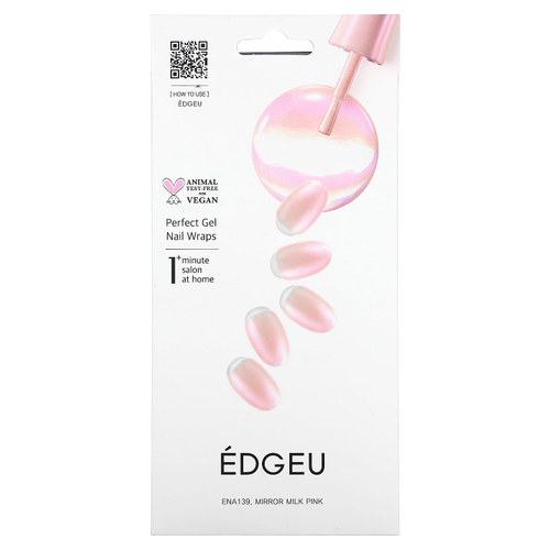 Edgeu, Гелевые обертывания для ногтей Perfect, ENA139, молочно-розовый, набор из 19 предметов