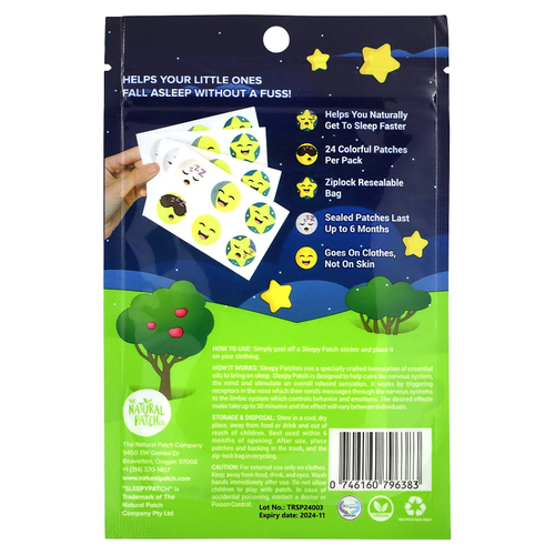 NATPAT, Sleepy Patch, наклейки для улучшения сна, для детей от 24 лет, 24 шт.