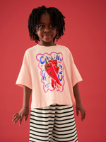 Футболка и брюки в комплекте для девочки Next E45-357, Молочный, Черный, Персиковый