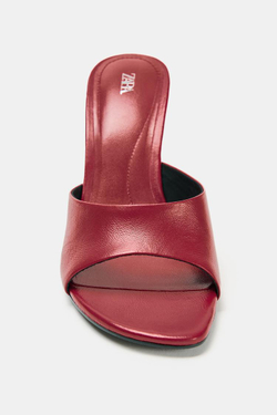 ZARA КОЖАНЫЕ ТУФЛИ, КРАСНЫЙ