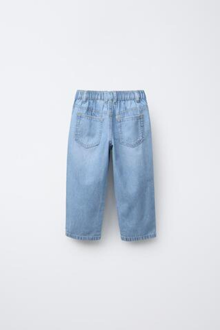 ZARA ДЖИНСЫ RELAXED ИЗ СТРУЯЩЕЙСЯ ТКАНИ, ГОЛУБОЙ