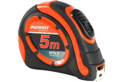 Рулетка PATRIOT MTA-5, автостоп, ударопрочный корпус, обрезиненная, 5 м 350005035