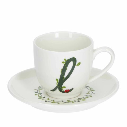 La Porcellana Bianca - Solotua чашка для эспрессо 90 мл с блюдцем, буква L / артикул   P00370015L  / GTIN 8027549096501