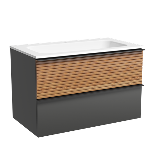 Тумба с раковиной Sancos Delta 80 см DL80GR дуб красный / графит