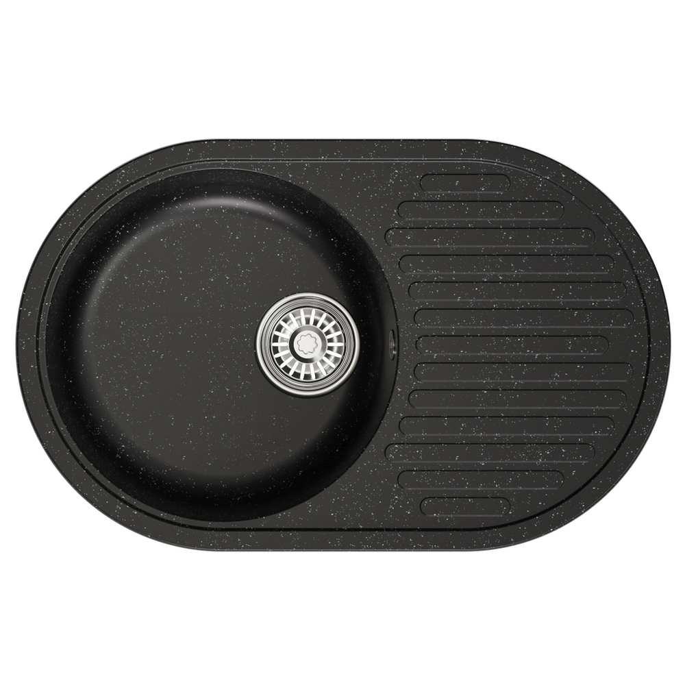 Мойка ML-GM16 КОМФОРТ овальная с крылом, черная (308), 730*460*180мм