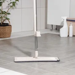 Швабра для мытья пола плоская с вертикальным отжимом Доляна, 2 насадки из микрофибры 35×14 см, стальная ручка 125 см