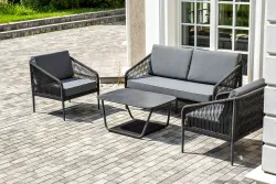 "Канны" лаунж-зона 4-местная плетеная из роупа (веревки), цвет темно-серый