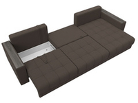 Диван угловой с декором Лига-049 НПБ Лонг, Амур 05 РОГОЖКА коричневый