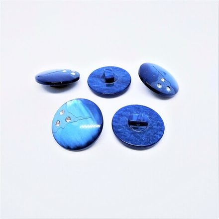 Пуговицы №720, на ножке, 28мм, цв.синий со стразами (CR P-621)