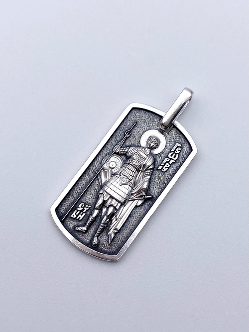 Образок из серебра/Чернение/С подвижным ухом/Георгий Победоносец