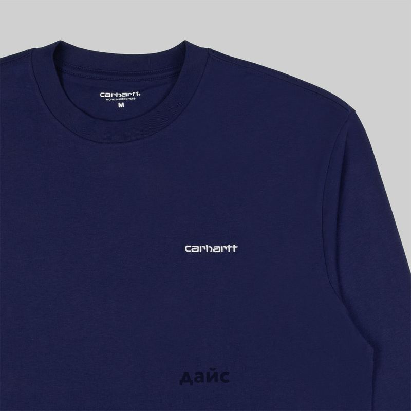 Лонгслив мужской Carhartt WIP Script Embroidery артикул:I032306_air_force_blue - купить в магазине Дайс