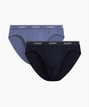 Мужские трусы (2шт) слипы спорт Atlantic 2RMP-001, хлопок, деним + темно-синий