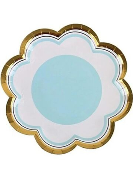 Тарелки (7""/18 см) Цветок, Голубой, Металлик, 6 шт.
