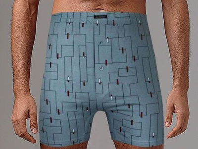 Мужские трусы plus size с принтом в виде лабиринта (Размер: 4X) (Цвет: бежевый)