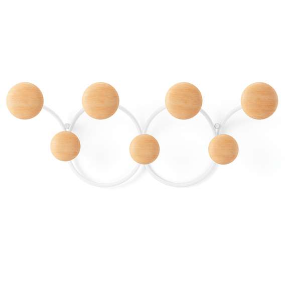 Вешалка для одежды настенная Dotsy, белая/натуральное дерево