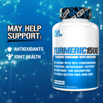 EVLution Nutrition, Turmeric 1500®, куркумин из куркумы с BioPerine®, 90 растительных капсул