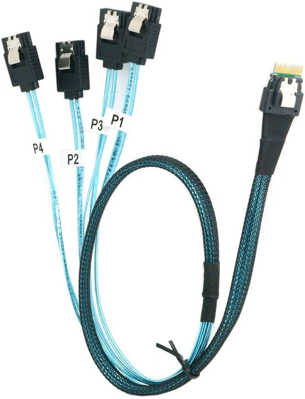 Кабель SAS slimline SFF8654 SAS4.0一 4 xSATA 3.0