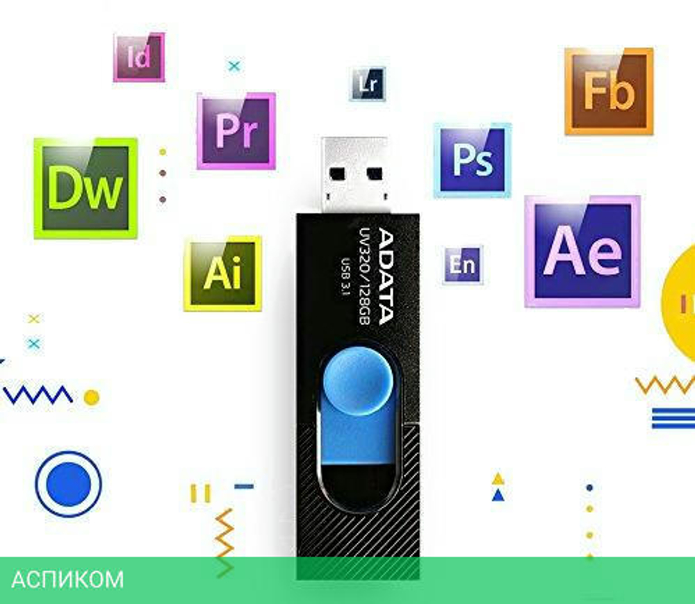 USB Flash-накопитель A-Data AUV320-128G-RBKBL 128GB черный/голубой