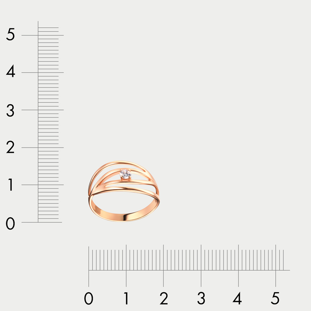 Золотое кольцо из розового золота 585 пробы для женщин с фианитом (арт. 10663)