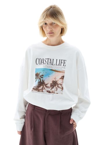 Белый хлопковый лонгслив COASTAL LIFE