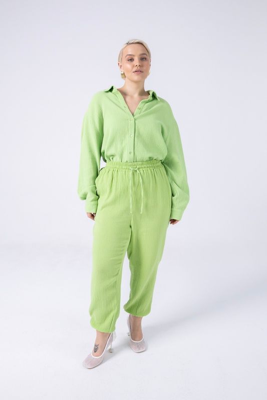 Джоггеры из муслина, светло-зеленый