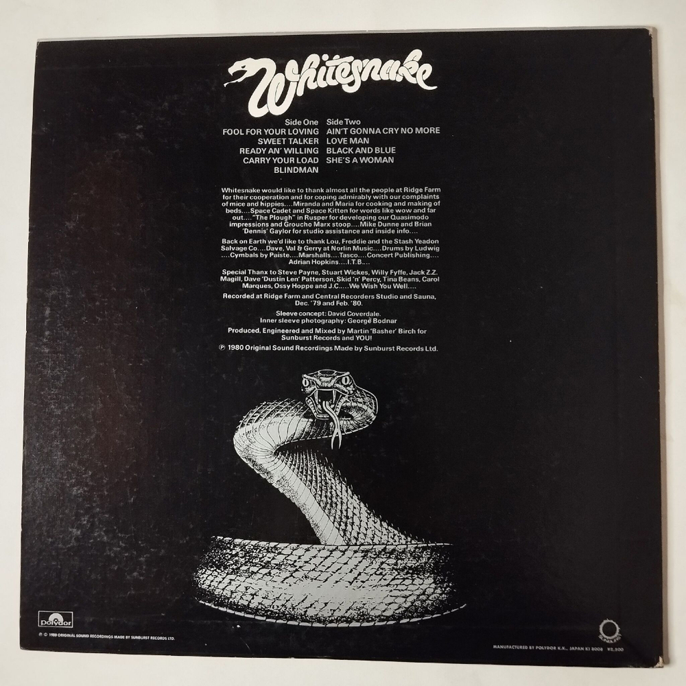 Винтажная виниловая пластинка LP Whitesnake Ready An Willing (Japan 1980) (No Obi) Black And Blue