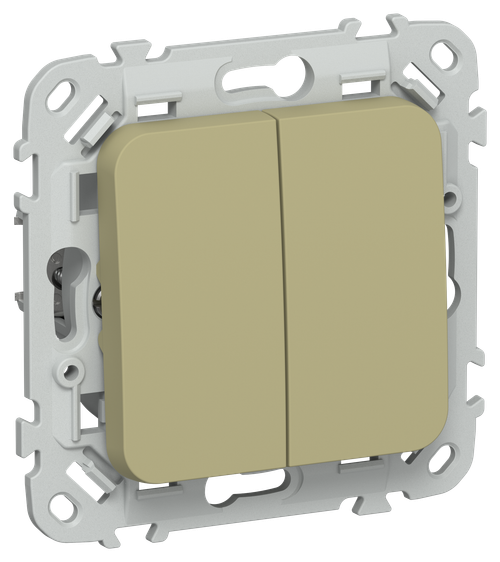 FLITE Выключатель 2-клавишный проходной 10А ВС62-1-0-ФлО оливковый IEK