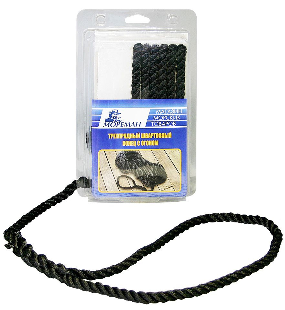 Трехпрядный швартовный конец, 19 мм x 10,5 м, черный (10255139)