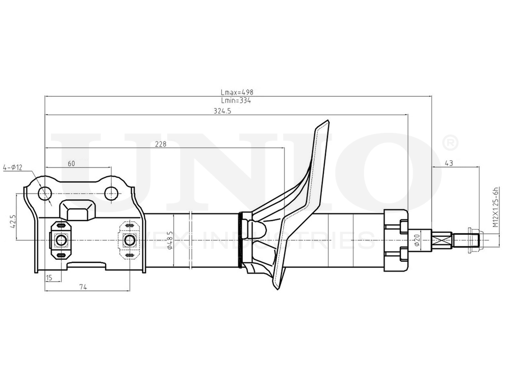 Амортизатор газовый передней подвески правый UNIO SAB-10045