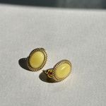 Серьги винтажные с молочным янтарем, позолота