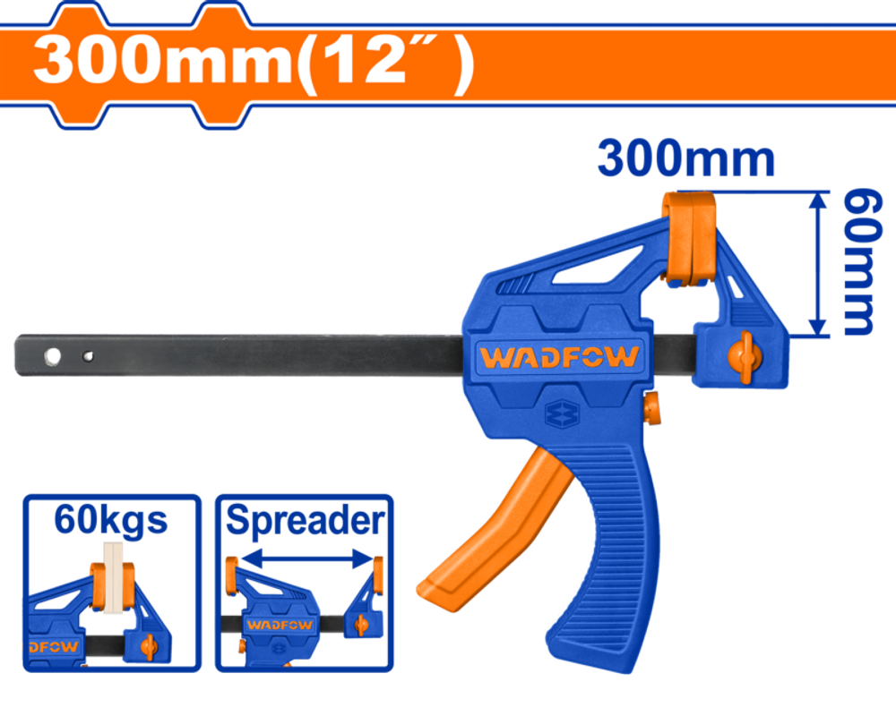 Струбцина быстрозажимная 300х60 мм (6/24) WADFOW WCP4312
