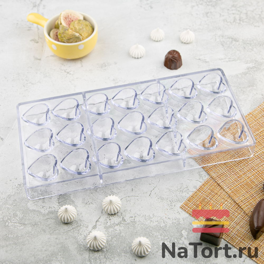 Форма поликарбонатная «Сердце 21 ячейка»