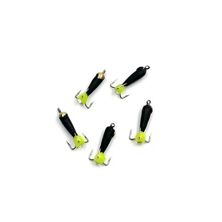 Мормышка вольф. безнасадочная "ЯМАН" Черт с петлей с латунной коронкой (длинный), d-4 мм, вес 1,5 г, капля с глазком, цв. флуор. желтый