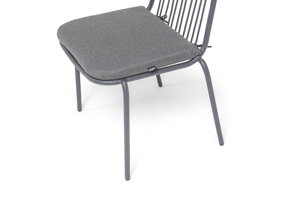 "Кастелло" стул плетеный из роупа, каркас из стали темно-серый (RAL7024) муар, ткань темно-серая 027