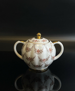 Сахарница фарфоровая из чайного сервиза "Гирлянды", деколь цветы, золочение, ЛФЗ винтаж СССР 1970-1990 гг 7/