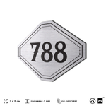 Номерок на дверь квартиры 788, для кабинета, офиса, шильдик 9 х 7 см, серебристый, Айдентика Технолоджи