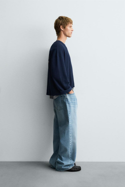 ZARA ТОЛСТОВКА С НАДПИСЯМИ, ЧЕРНИЛЬНО-СИНИЙ