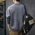 Мужская толстовка с вышивкой, зима, свободного кроя, с круглым вырезом, длинными рукавами, модная, осень-зима